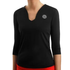 BIDI BADU Ariana Tech V-Neck Longsleeve Damen - Schwarz, Weiß -Tennis-Peters 00477000 13