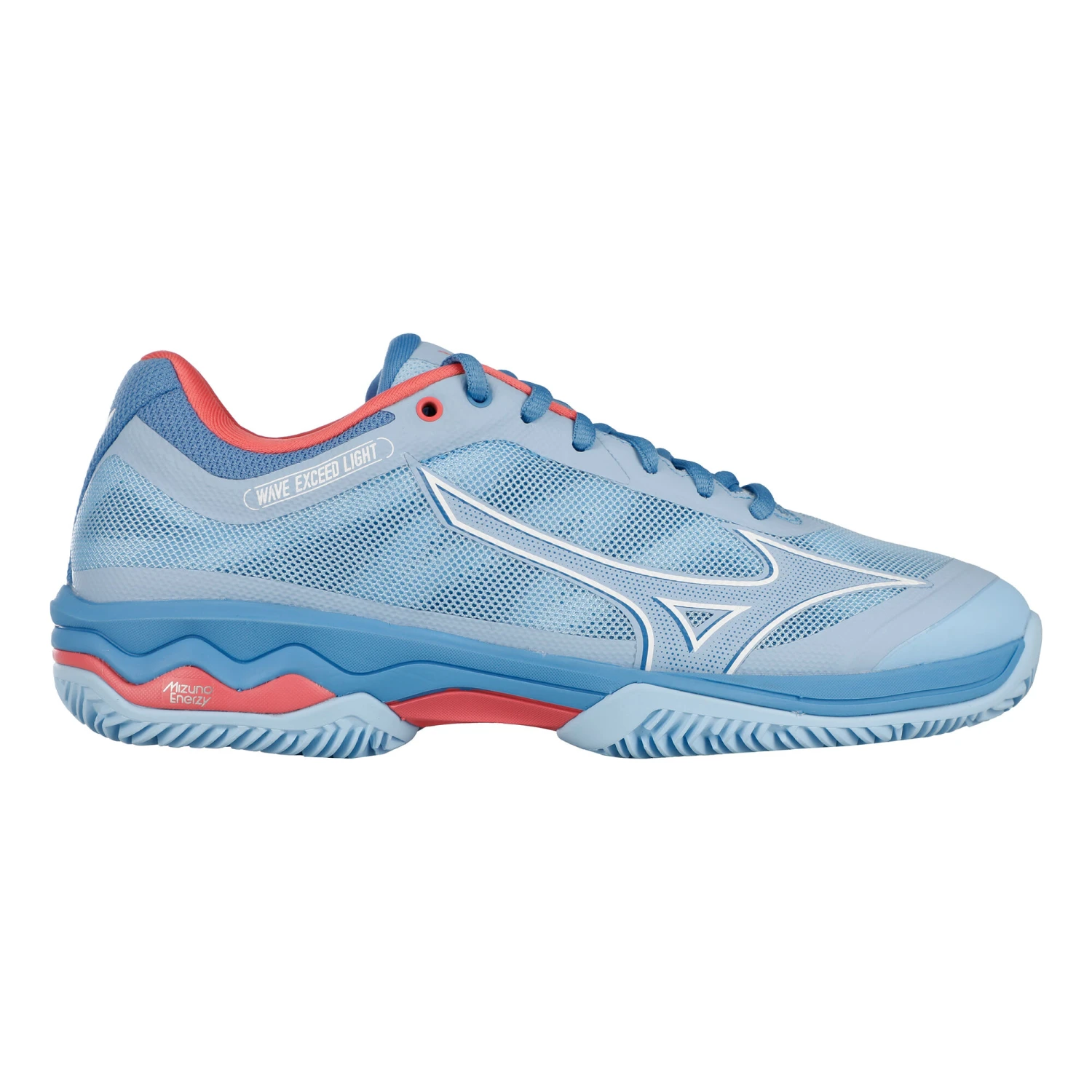 Mizuno Wave Exceed Light Sandplatzschuh Damen - Blau, Koralle 1 Mizuno Wave Exceed Light Sandplatzschuh Damen - Blau, Koralle