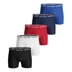 BJØRN BORG Solid Sammy Boxer Short 5er Pack Herren - Schwarz, Weiß -Tennis-Peters 03218000 000