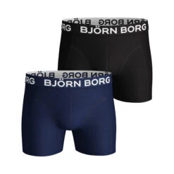 BJØRN BORG Noos Solids Boxer Short 2er Pack Herren - Dunkelblau, Schwarz -Tennis-Peters 03282000 000