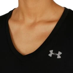 Under Armour Tech Solid T-Shirt Damen - Schwarz, Silber -Tennis-Peters 03833000 14
