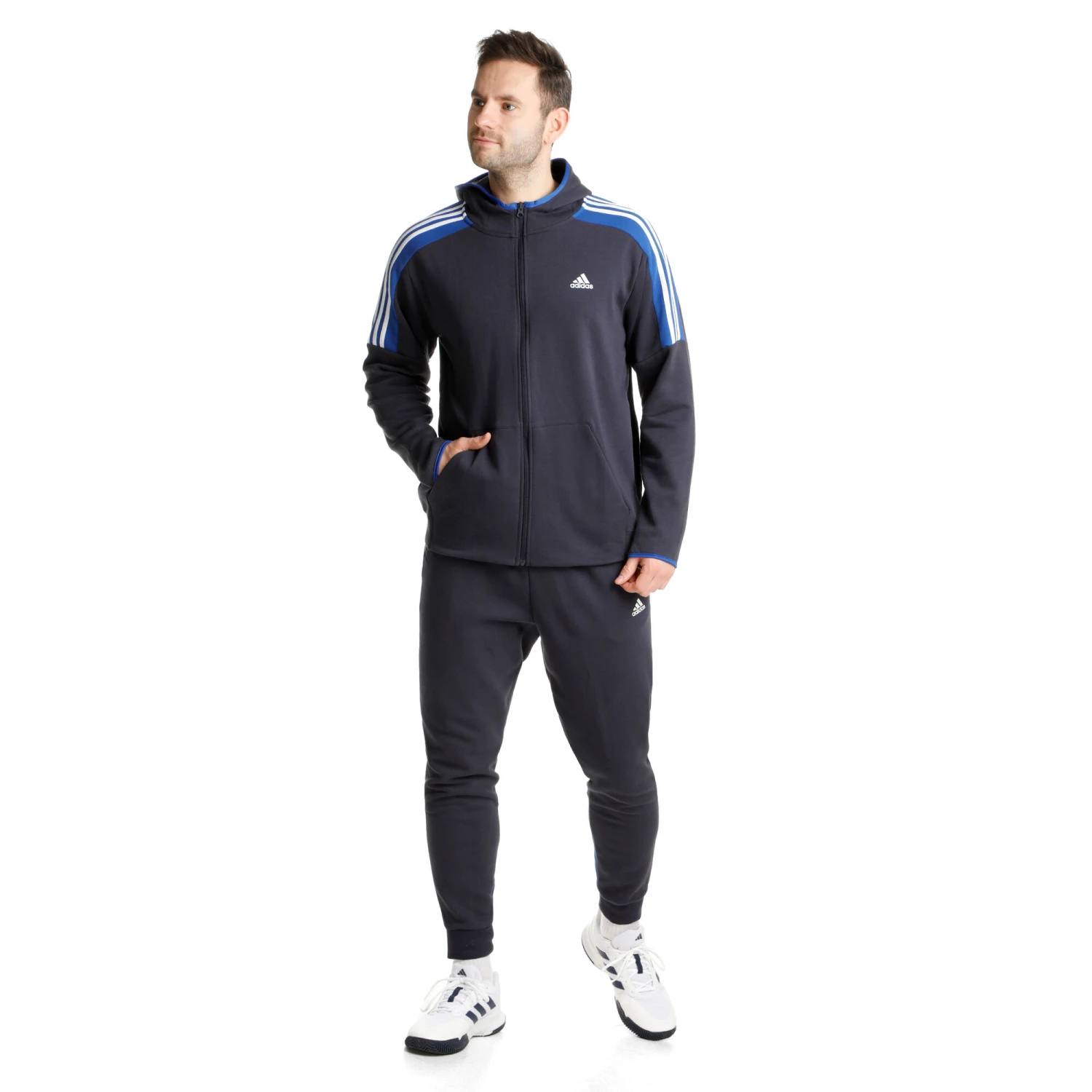 ADIDAS Fleece Color Block Trainingsanzug Herren - Blau 2 ADIDAS Fleece Color Block Trainingsanzug Herren - Blau – Bild 2