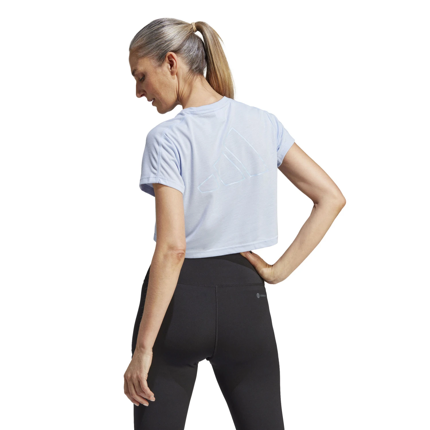 ADIDAS Essentials AEROREADY Train 3 Bar Logo Crop T-Shirt Damen - Hellblau 1 ADIDAS Essentials AEROREADY Train 3 Bar Logo Crop T-Shirt Damen - Hellblau